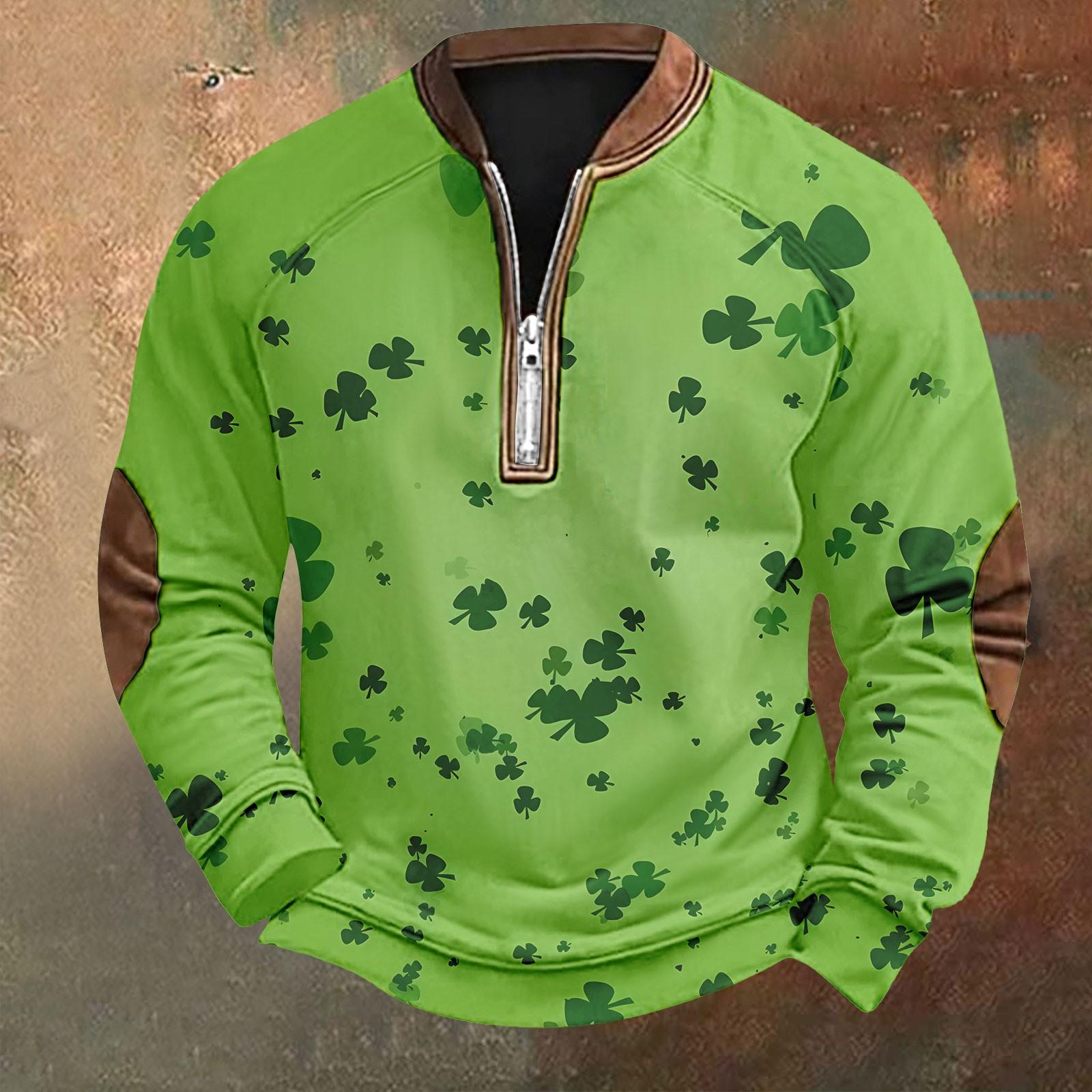 

Мужская ул.. День Патрика Винтаж Повседневный Свитшот на молнии Повседневный Топ для активного отдыха L жёлтый