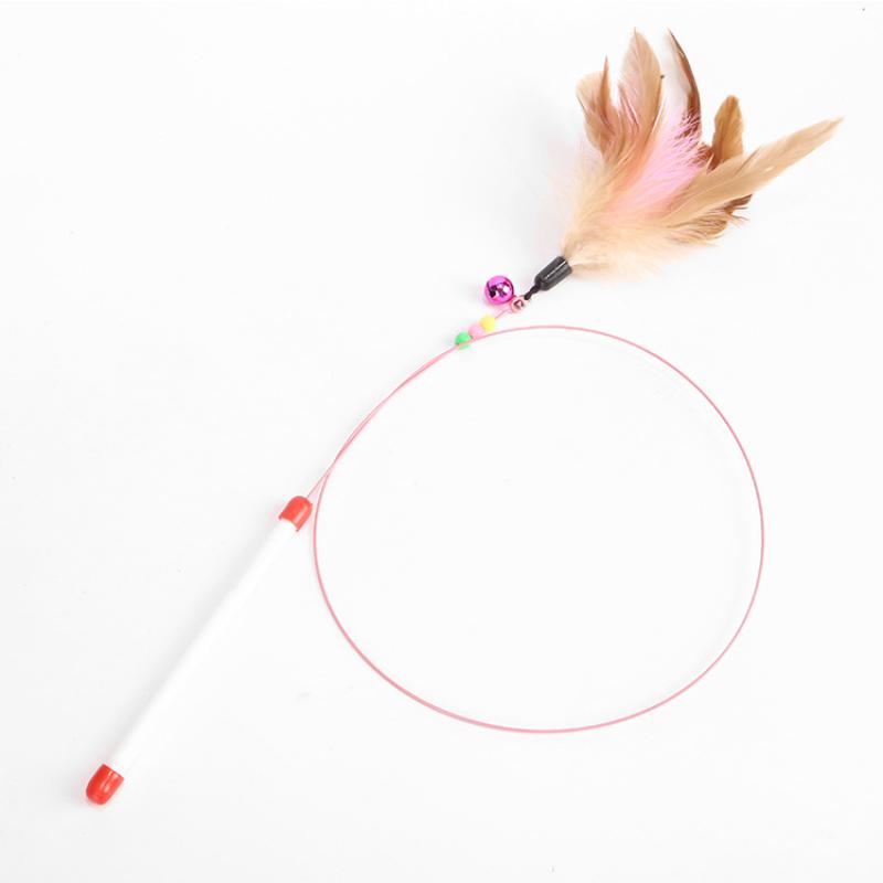 Pet Toys Steel Wire Color Feather Cat Teaser Cat Toy Free Bell Caterpillar, Fish, Mouse Cat Teaser Stick Pet Supplies Wholesale