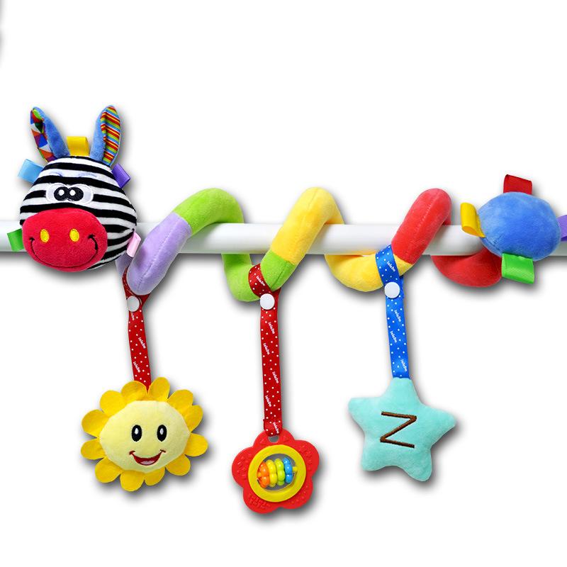 Baby Toy Stroller Spiral Activity Plush Hanging Rattle Toys Car Seat Toys Stroller Sensory Toy For 0 6 12 24 Months Newborn Gift