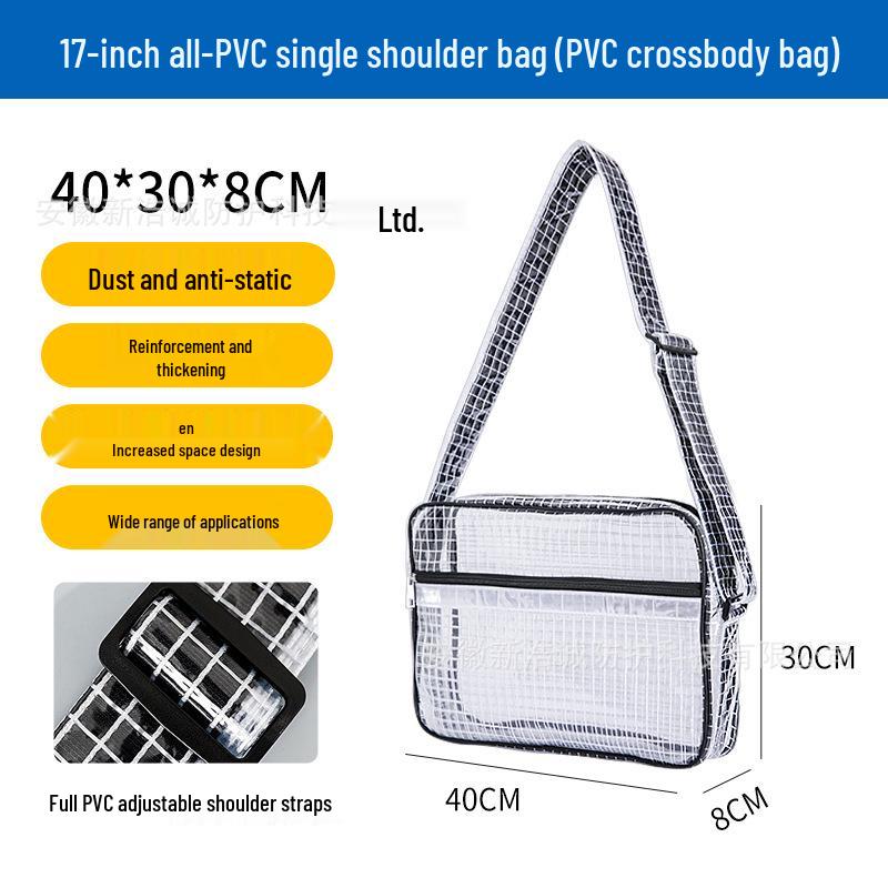 17" Antystatyczny Plecak z Siatki PVC Przezroczysty Czarny - Unisex Lekki Duża Pojemność Pyłoszczelna Torba