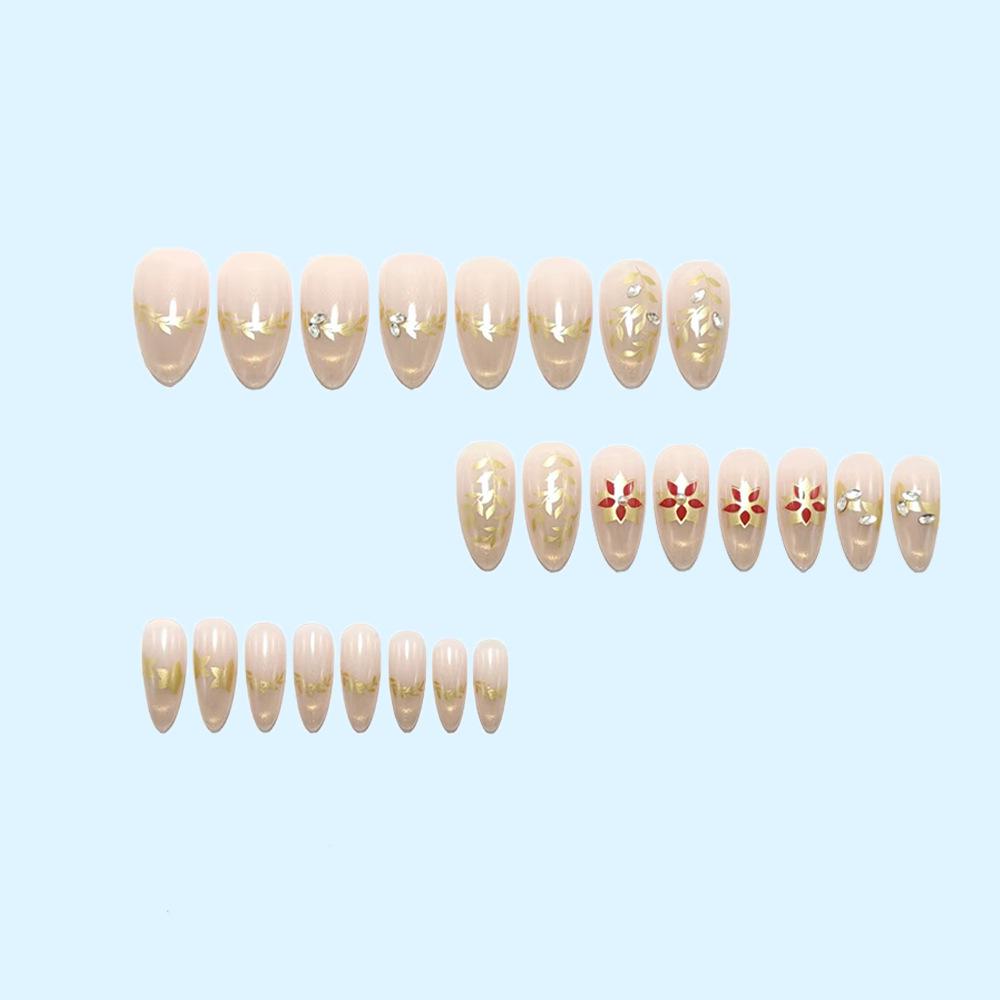 Elegant French Manicure Cat Eye Petal Series Medium-Long Oval Press-on Nails
