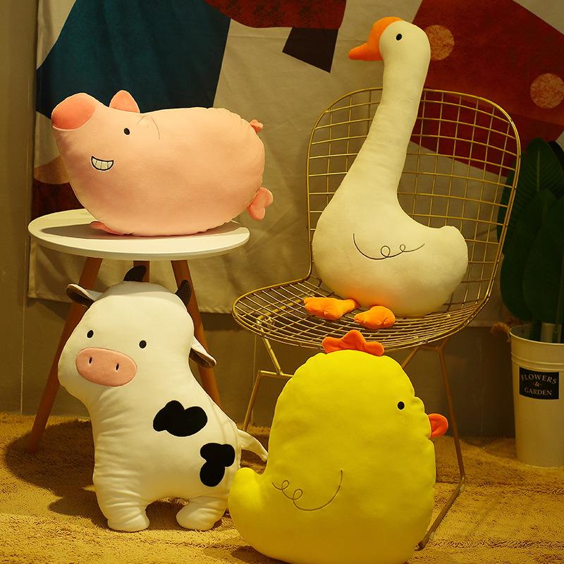 Lifelike Animal Plush Toy Crocodile Cat Chicken Long Neck Goose Piggy Cattle Stuffed Doll for Kids Birthday Gift