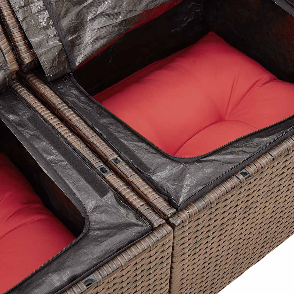 8 piece Garden Sofa Set with Cushions Brown Poly Rattan