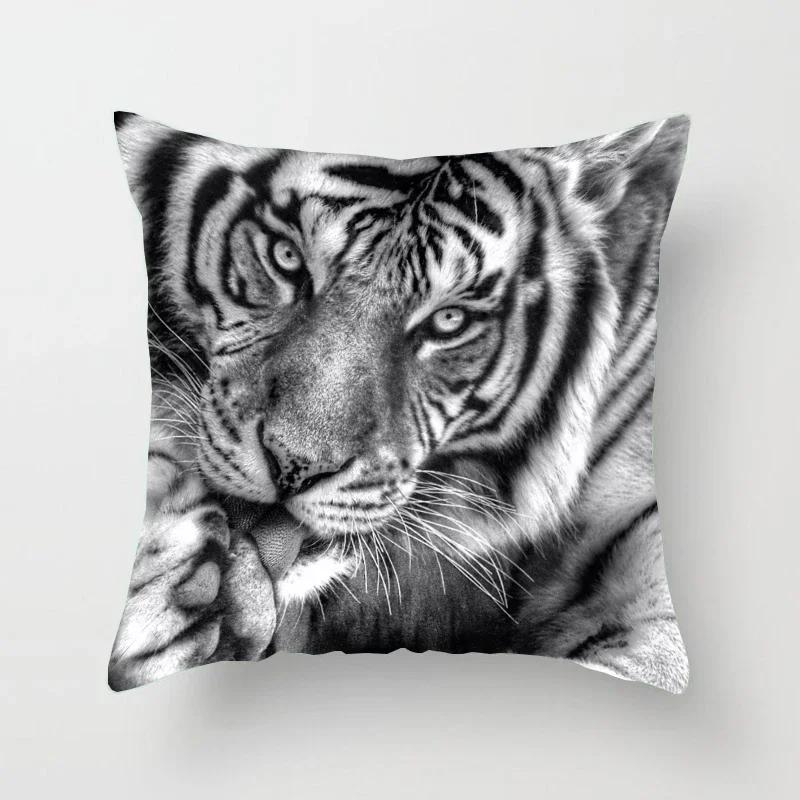 Tiger Series Printing Pattern Decoration Home Pillowcase Square Office  Cushion Cover