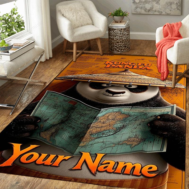 Custom 1Pc Kung Fu Map Flannel Personalized Rug Non Slip Floor Mat Soft Carpet for Living Bedroom Office Home Decor Gift
