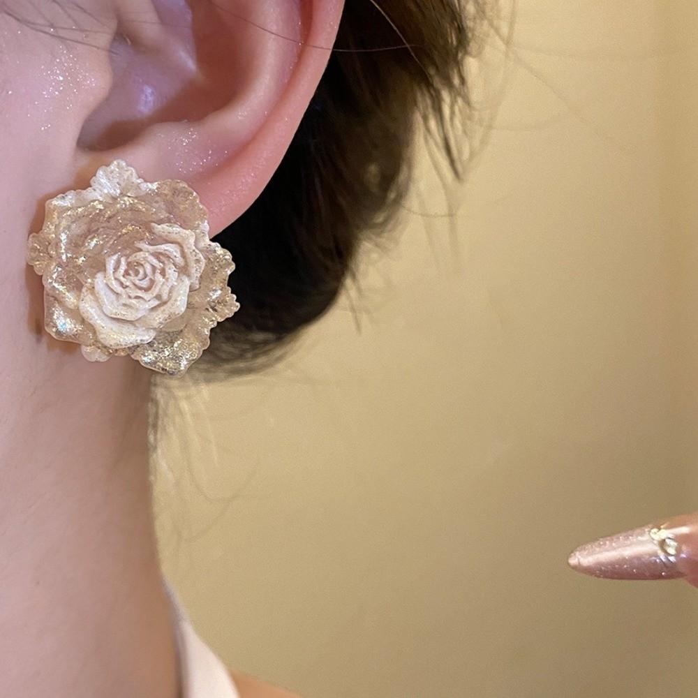 Rose Flower Floral Stud Earrings Resin Women Earrings Sweet Flower Earrings Seaside