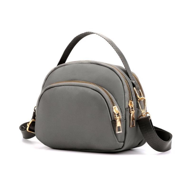 Solid Multi Zipper Crossbody Bag with Top Handle, Lightweight Waterproof Shoulder Purse,Casual Mini Handbag for Daily Travel Use