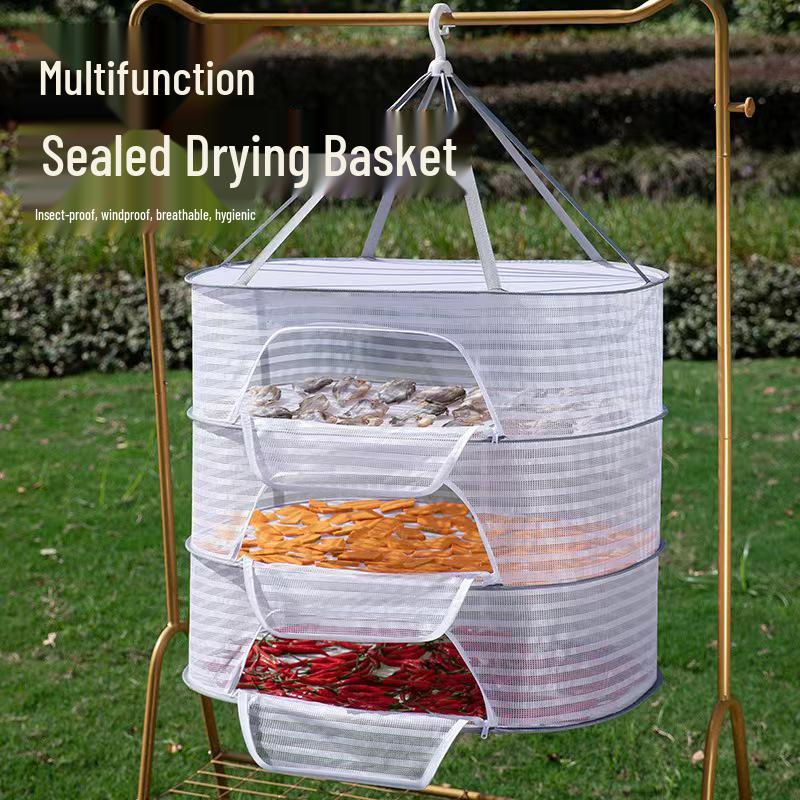 Foldable Sun-Drying Net Bag for Vegetables & Fish with Mosquito Protection
