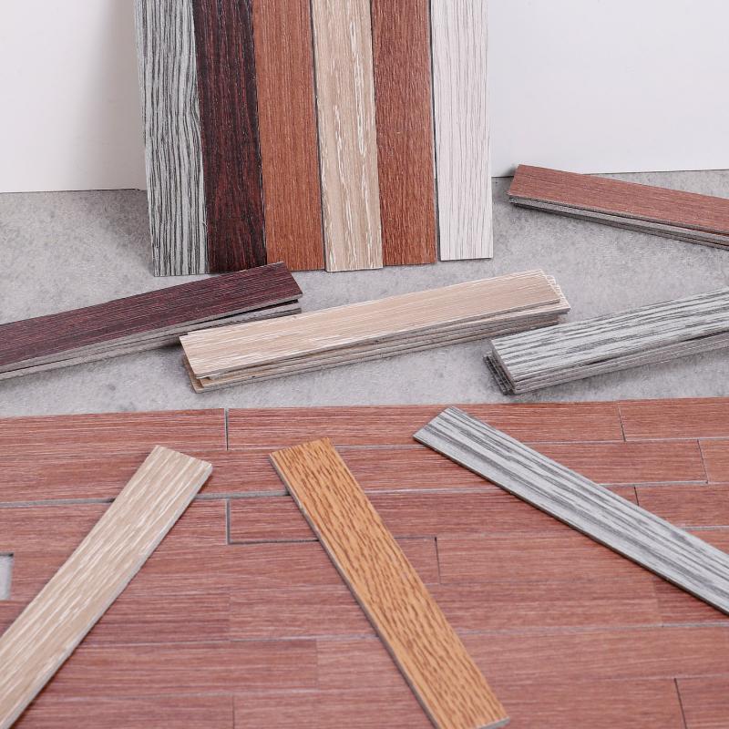 20Pcs 1/12 Miniature Dollhouse Wooden Floor Tiles Self-Adhesive Wood Grain Flooring Sticker 1:12 Scale Doll House Floor Decor