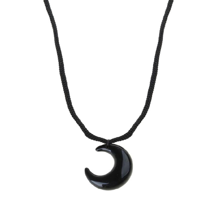 

Moon Pendant Necklace Cat Eye Moon Charm Necklace Chinese Style Clavicle Chain Cotton Rope Sweater Necklace Jewelry