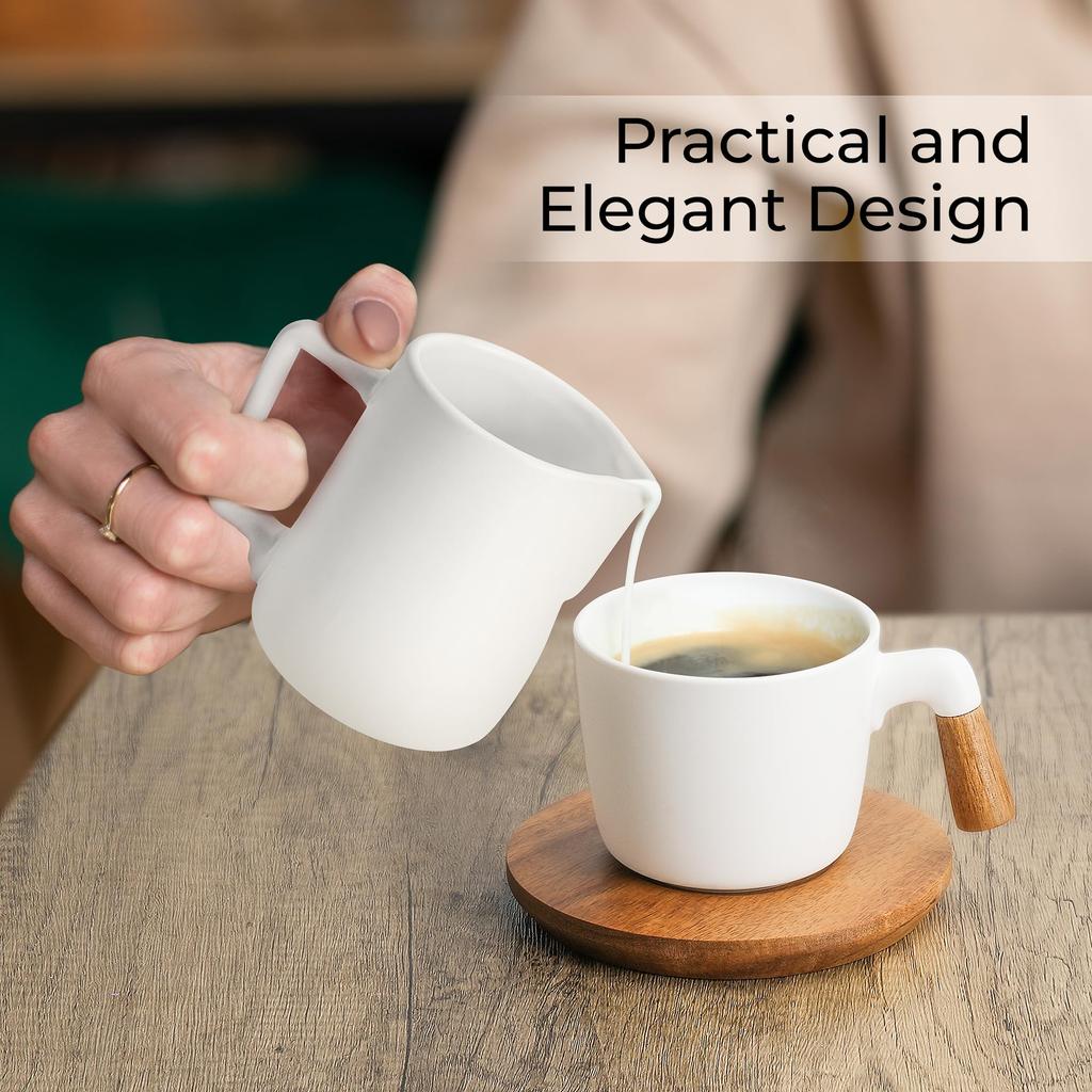 MIAMIO - Sugar & Cream Serving Set with Lid and SpoonCeramic Coffee Bar Accessory - Microwave & Dishwasher Safe (White)