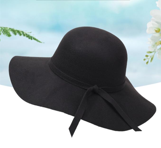 

Women s Wool Blend Felt Hat Wide Brim Floppy Fedora Hat Adjustable Size 57cm Soft Material Classic Design for Stage Performance and Outdoor Use One Size чёрный