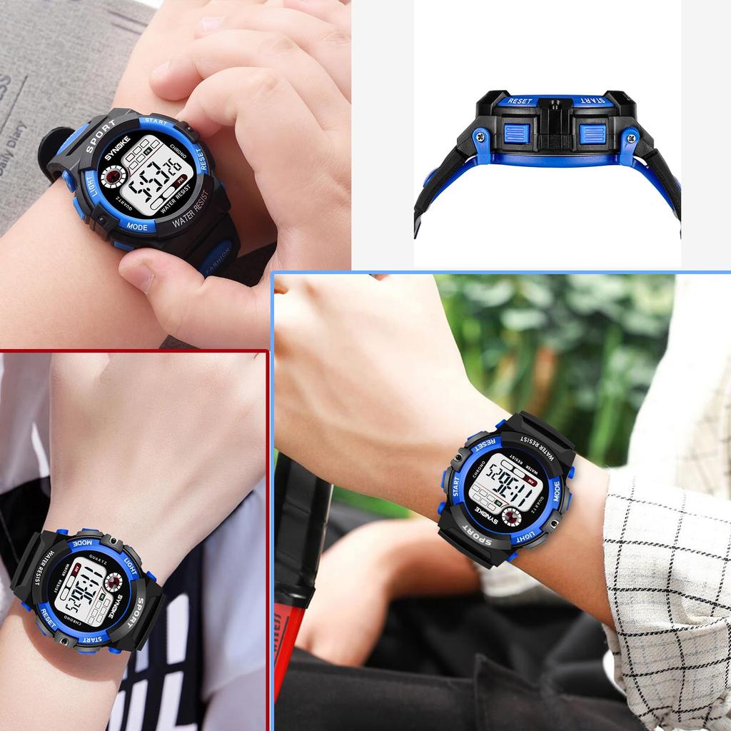 Boys' Student Digital Watch, Sports Type, Water Resistant, Multi-function (Alarm/Stopwatch/Night Light), Digital Display, 2 Sizes (Large/Small), 2