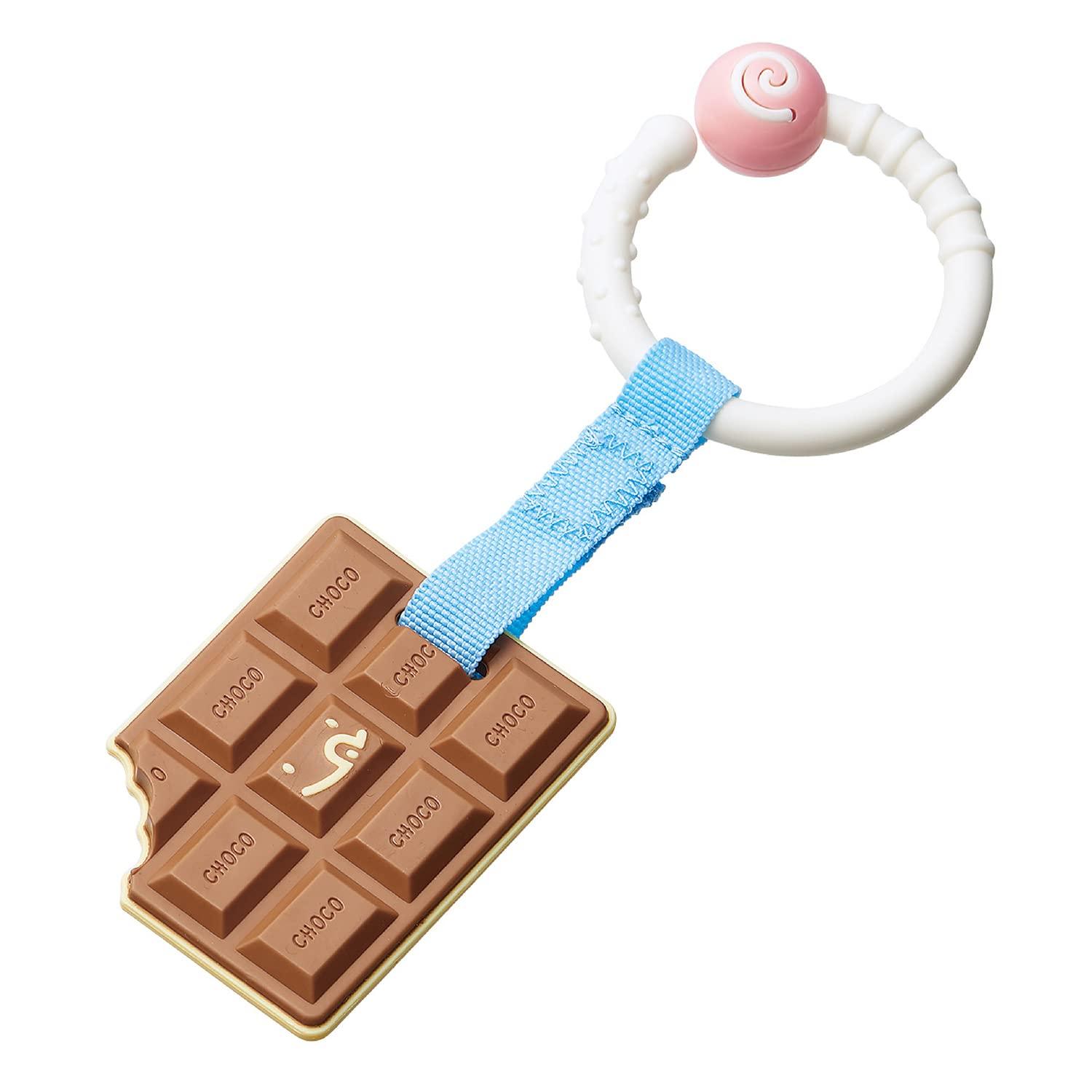 

Toyroyal Chewing Chocolate Washable Teething Baby Toy with Hook Easy Grip Lightweight