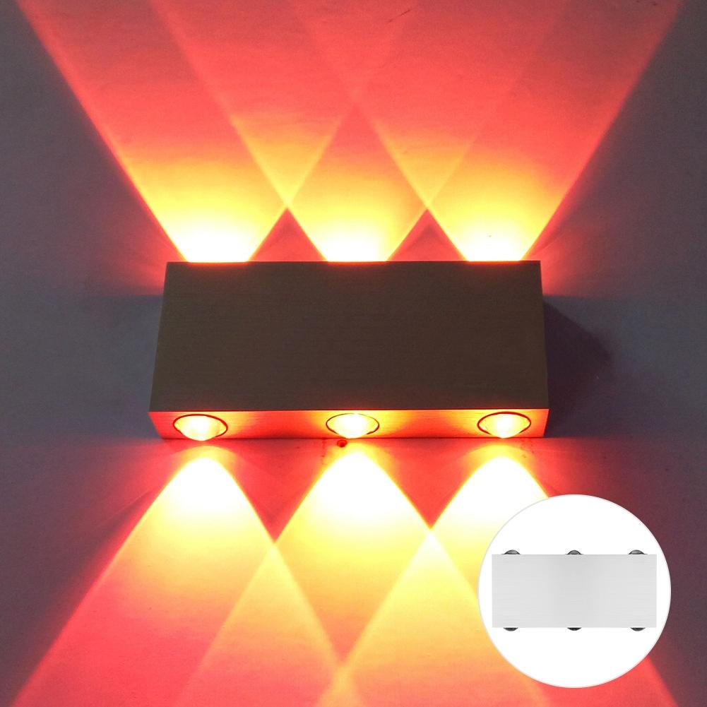LED Colorful RGB Wall Lamp Aluminum Indoor Bedroom Waterproof Decorative Lamp(Rectangular 6W)