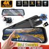 4K Rear View Mirror Dash Cam for Cars, 9.66" Touch Screen, 4K Front & 720P Rear Backup Camera, Dimming Rearview Display-Gift