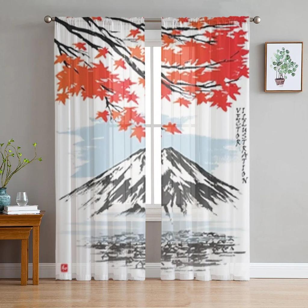 Styl japoński Sea Surf ilustracja kreskówka przezroczyste zasłony dla dziewczynki dzieci sypialnia kuchnia zasłony okienne zasłony dekoracji wnętrz