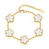 18K Gold Plated Floral Bracelets,Stainless Steel Charm Bracelet Non-Tarnish,Adjustable lucky Chain Set Trendy Gift