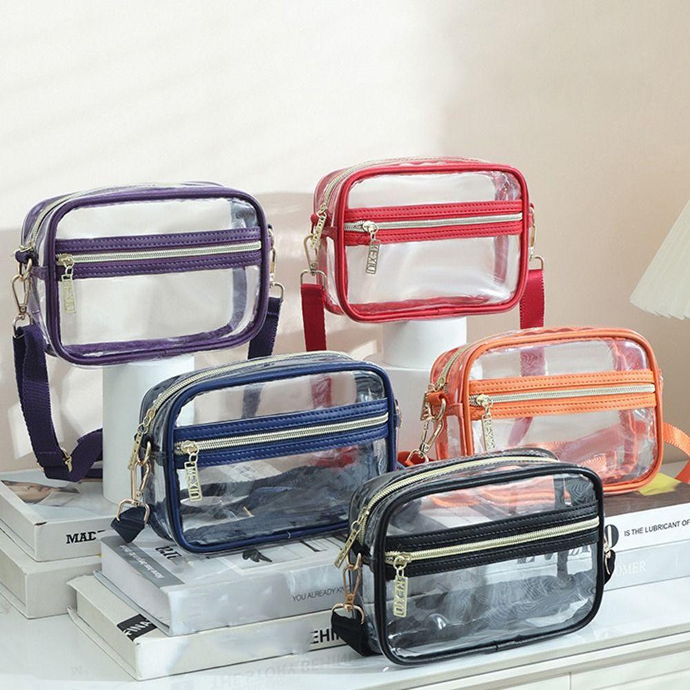 Waterproof PVC Crossbody Bag Adjustable Shoulder Strap Clear Messenger Bag  Women