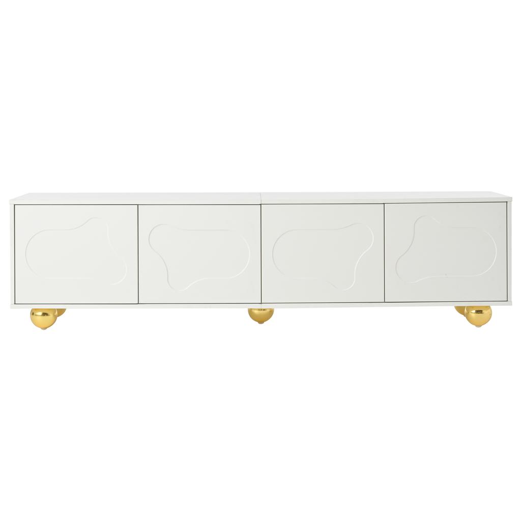 180*40*45cm Lowboard with 2 Cabinets, Cloud-Shaped, TV Entertainment Center with 5 Support Legs, Load Capacity up to 60 kg, Suitable for 75-Inch