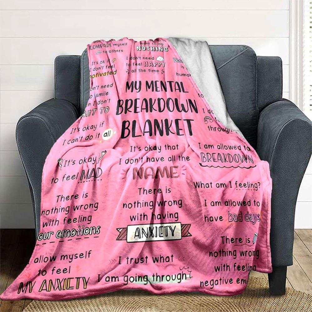 Mental Breakdown Blanket Embracing Emotions Throw Personalized Blanket Customize Text Soft Cozy Suitable For Sofa Couch Office Bed Picnics For All