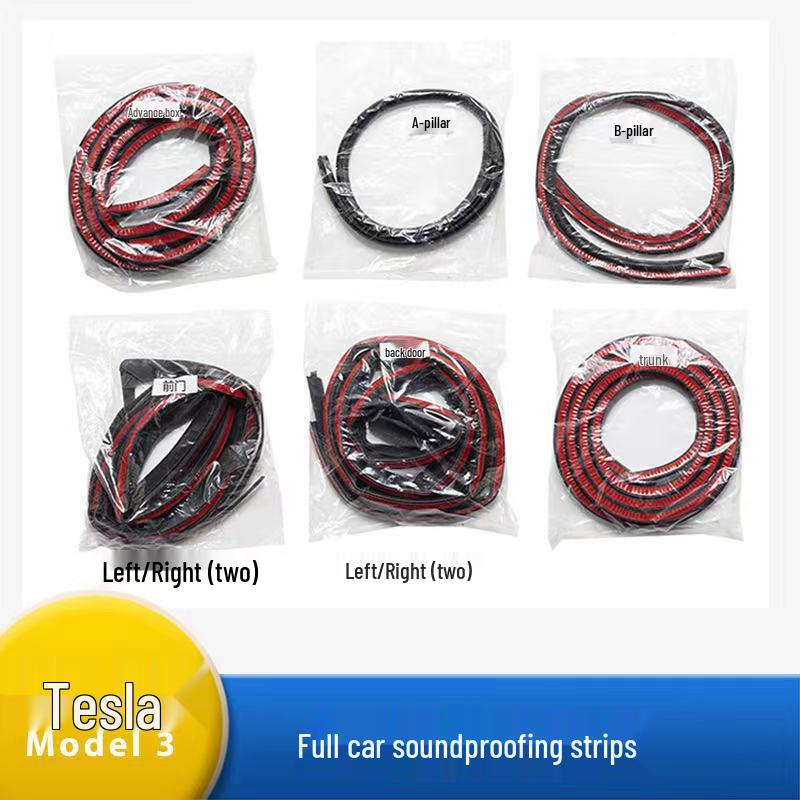 Tesla Model 3 Schalldämmungs-Dichtungsstreifen-Set - Komplettes Auto- und Kofferraumtür-Kit