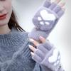 Thicken Women Warm Cat Gloves  Girls Cat Claw Paw Plush Mittens Soft Plush Short Fingerless Half Finger Winter Gloves