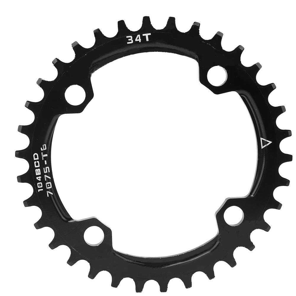 104BCD Bike Narrow Wide Round Chainring Repair Single Chain Ring for Mountain Bicycle34T