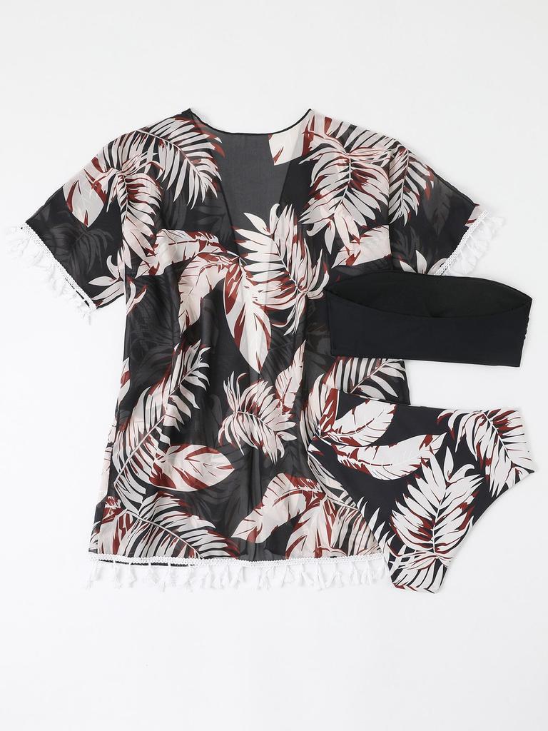 2025 Europäisches & Amerikanisches Trägerloses Quasten-Bikini-Set - Sexy Sonnenschutz-Strandbekleidung für Damen