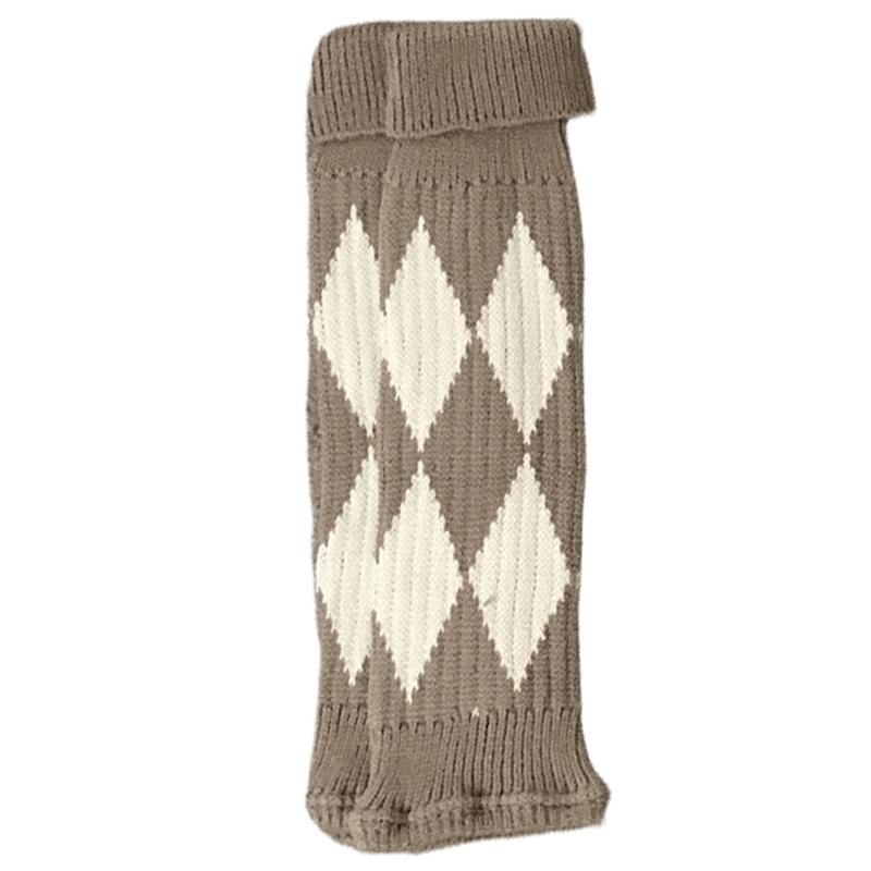 Argyle Pattern Wool Knitted Turn Cuffs Leg Warmers for Women and Students Cold Weather Foot Covers Footless Calf Socks