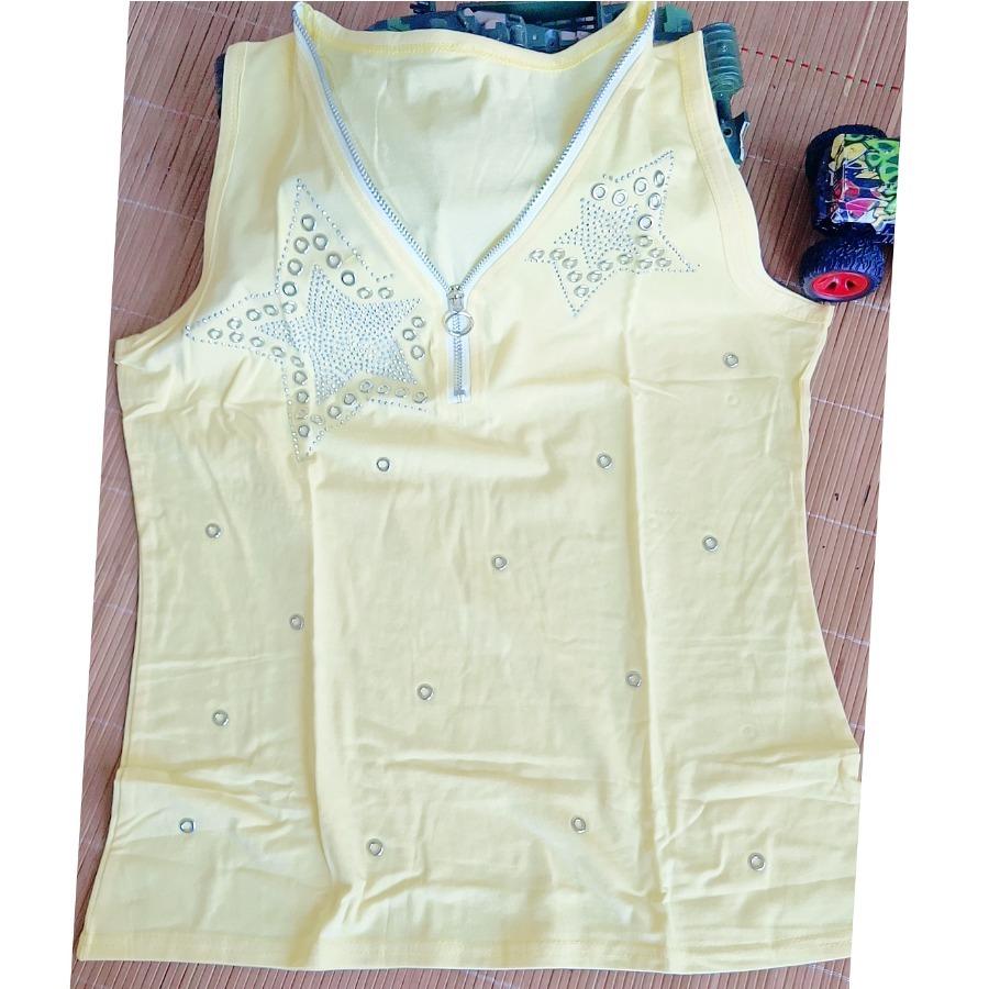 Dámské léto Bavlna Tričko se zipem a výstřihem do V Jednobarevná Flitrovaná vesta Černá Bez rukávů Tenká trička velké velikosti