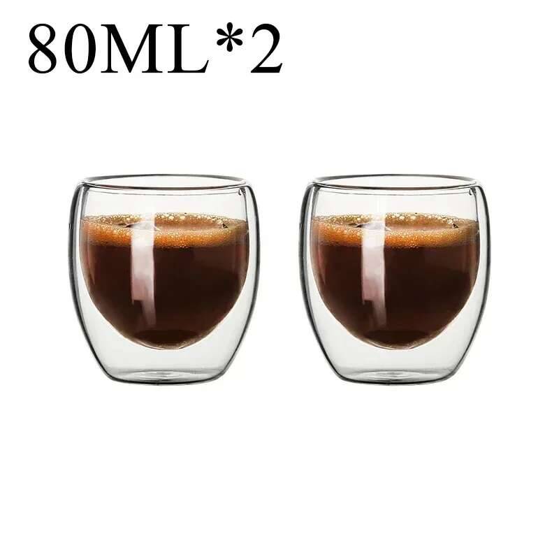 

2-6PCS Double Wall High Borosilicate Glass Mug Heat Resistant Tea Milk Espresso Coffee Juice Water Cup Bar Drinkware Gift 80-450ml