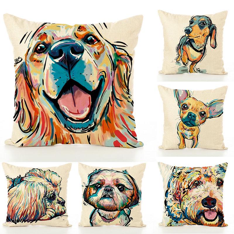 💰Köp billigt online Cute Pet Dog Pillow Case Throw Pillow Cover Sofa