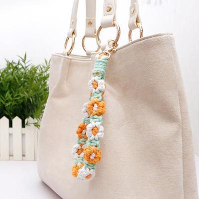 Boho Macrame Phone Wrist Strap Hand-Woven Cell Phone Lanyard Keychain Wristlet Charm Anti-Loss Phone Chain for Women Girls