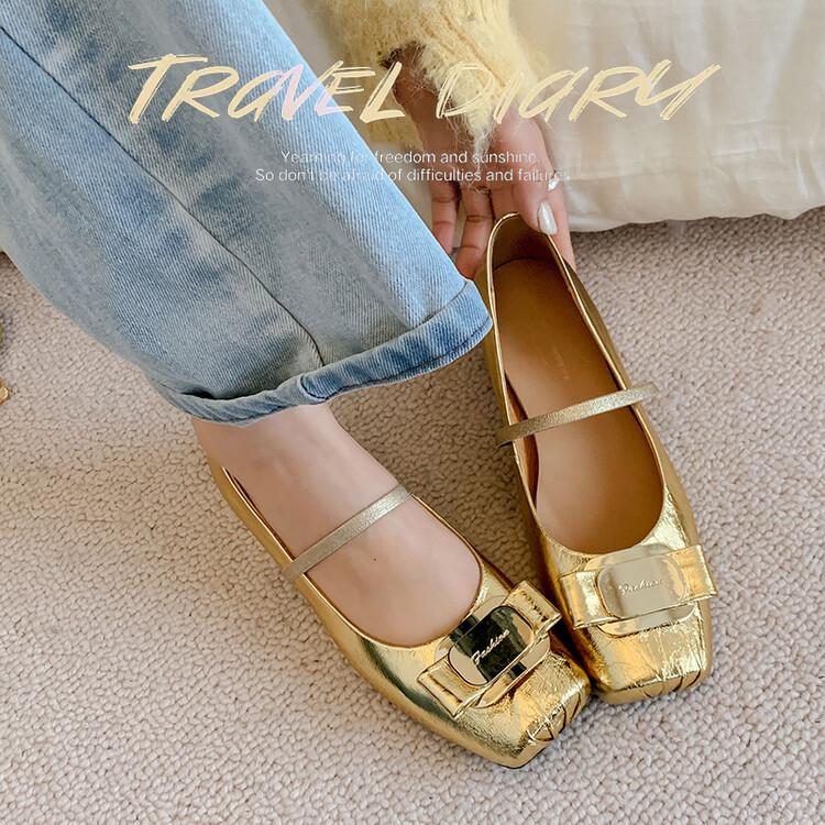 Continue to produce~ 2025 leather ballet shoes women's French shallow mouth flat bottom one word with Mary Jane single shoes