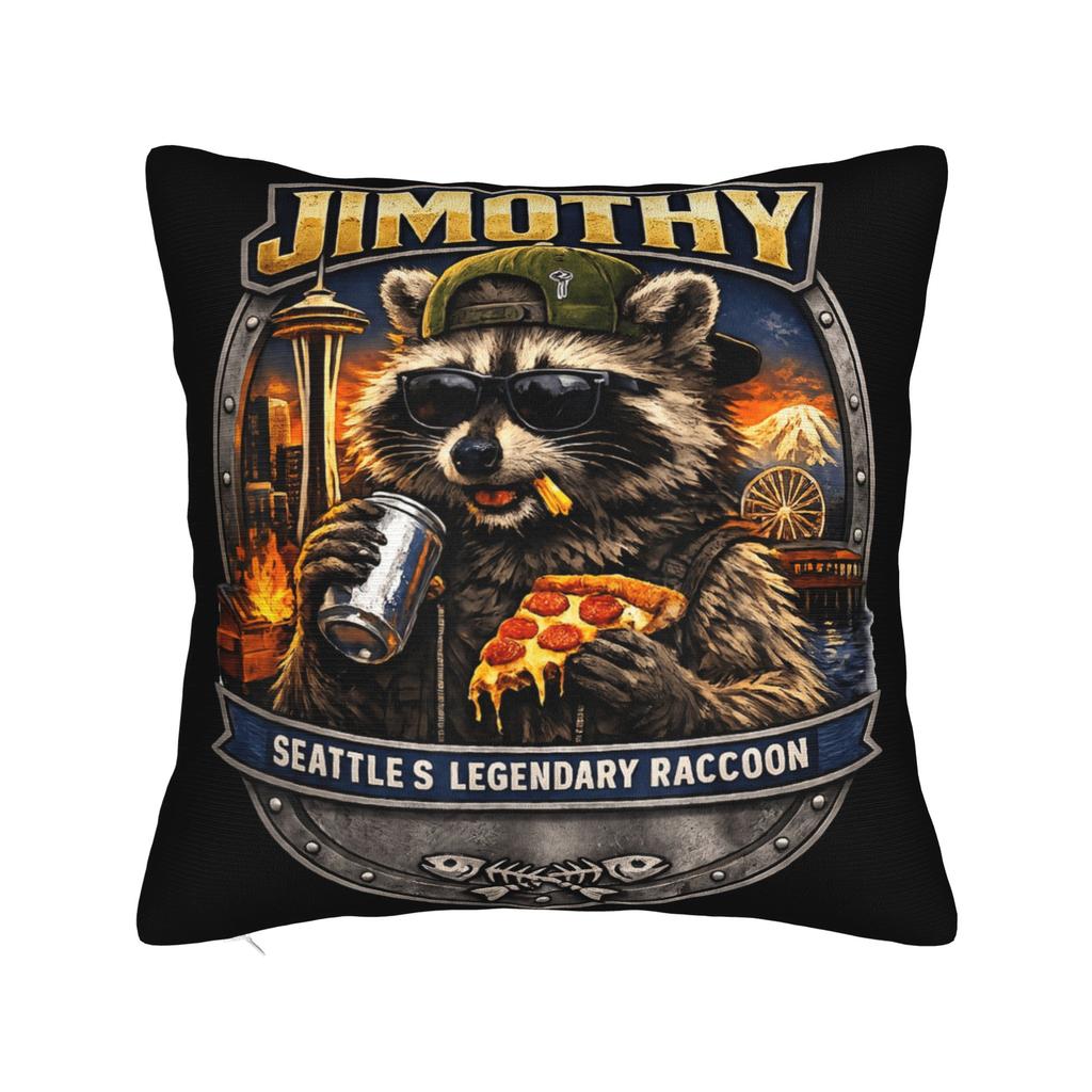 Jimothy the Ballard Seattle Raccoon Pillow Case Retro Trendy Pillow Cover Custom Pillowcases For Sofa Couch Bed Living Room