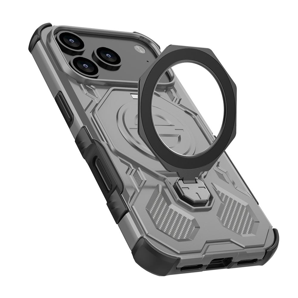 For iPhone 17 Pro Magnetic Case Rotating Metal Kickstand Shockproof PC+TPU Phone Back Cover