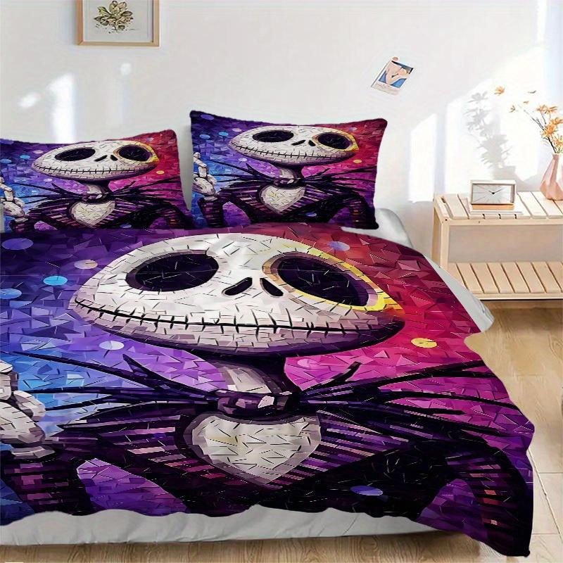 3pcs Set Nightmare Before Christmas Jack Skellington1pc of Quilt Cover+2pcs of Pillowcase, No Core, Print Bedding, All Seasons Bedroom Setting062