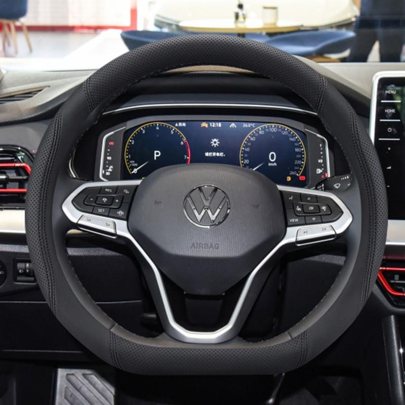 Univerzálny tenký kryt volantu z pravej kože pre VW Polo Plus, priemer 38 cm, športový štýl, pre všetky ročné obdobia