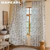 1PC NAPEARL Retro Black and White Floral Curtains with Tassel Edges and Semi Blackout Curtains for Window Kitchen Bedroom Living Room Home Decor