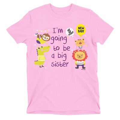 Going To Be a Big SISTER Girls  TShirt ANIMALS Kids New Baby Announcement