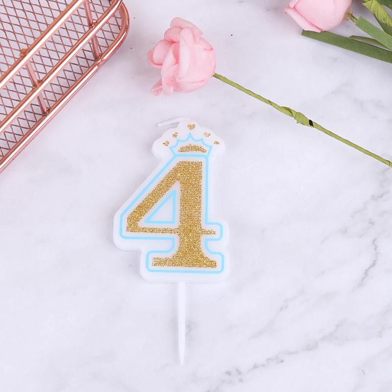 Praktyczna korona do pieczenia cyfrowa powierzchnia świecy złoty brokat z obramowaniem różowa niebieska świeca dekoracja na tort urodzinowy