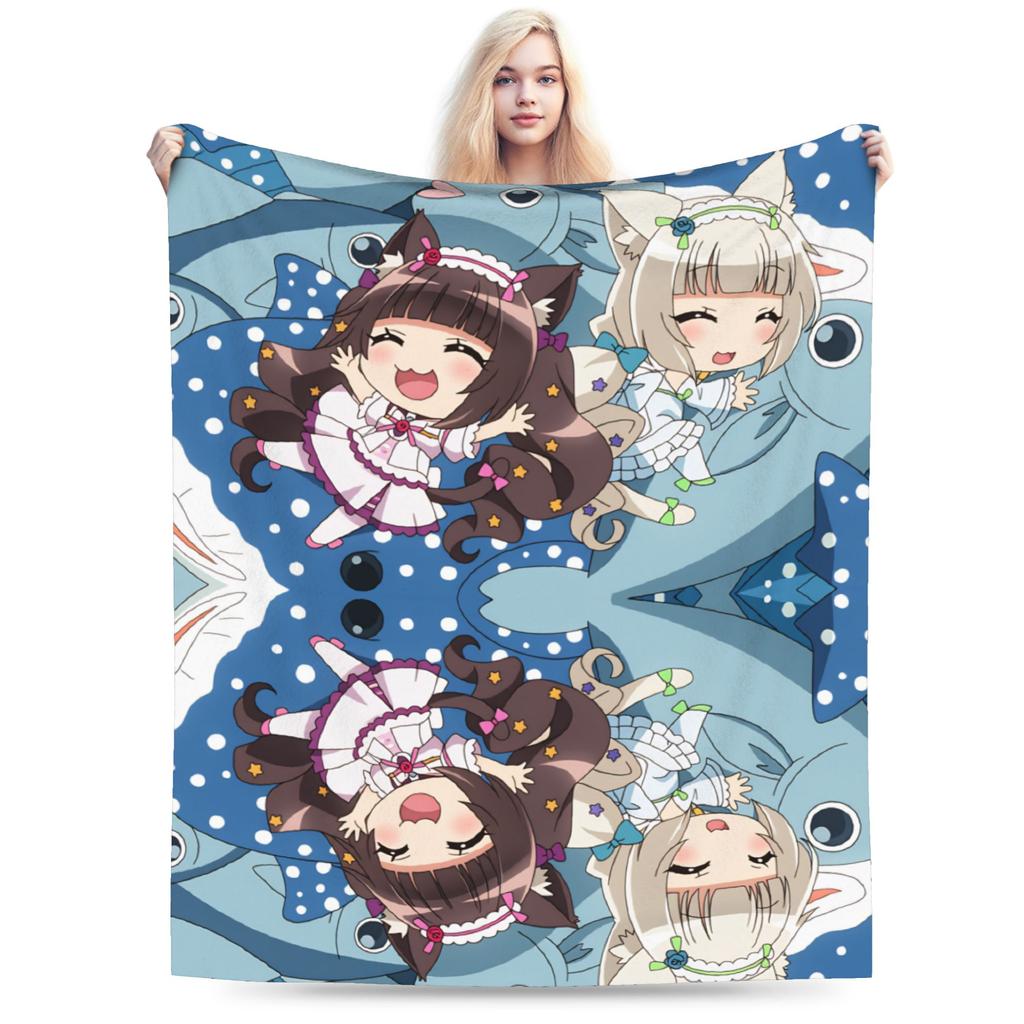 Nekopara Soft Warm Blanket Kids Plush Throw Blanket Novelty Bedroom Flannel Bedspread Sofa Bed Cover