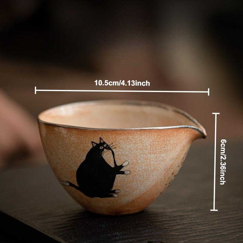 

Ретро Расписанная вручную чайная чашка Японская керамика Чжие Чайник для чая Ручная работа Кошка Бытовая чашка Китайская чайная церемония Кунг-фу Чайная посуда
