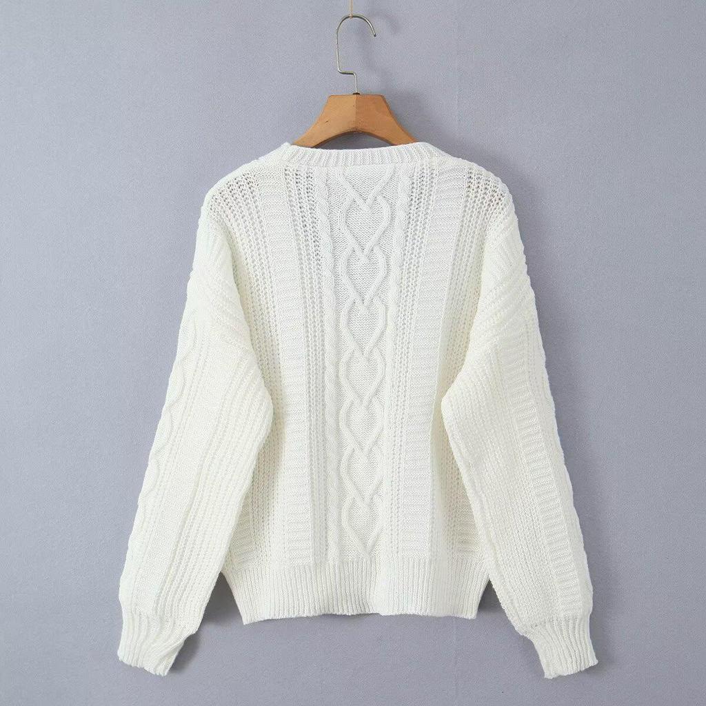 Women's European & American Style Long Sleeve Button-Up Cardigan Sweater - Fashionable & Casual