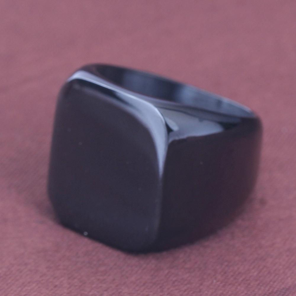 Men Fashion Rings Square Big Width Signet Rings 24K Titanium Steel Man Finger Men Ring