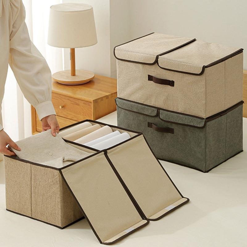 Space Saving Foldable Clothing Organizers Box Nonwoven Fabric Storage Container With Dividers And Protective Cover