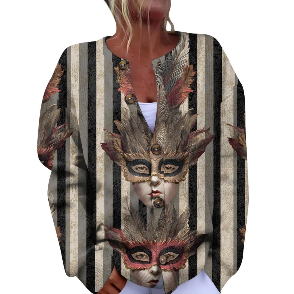 Dámský módní festivalový pletený kardigan s dlouhým rukávem a zapínáním na knoflíky