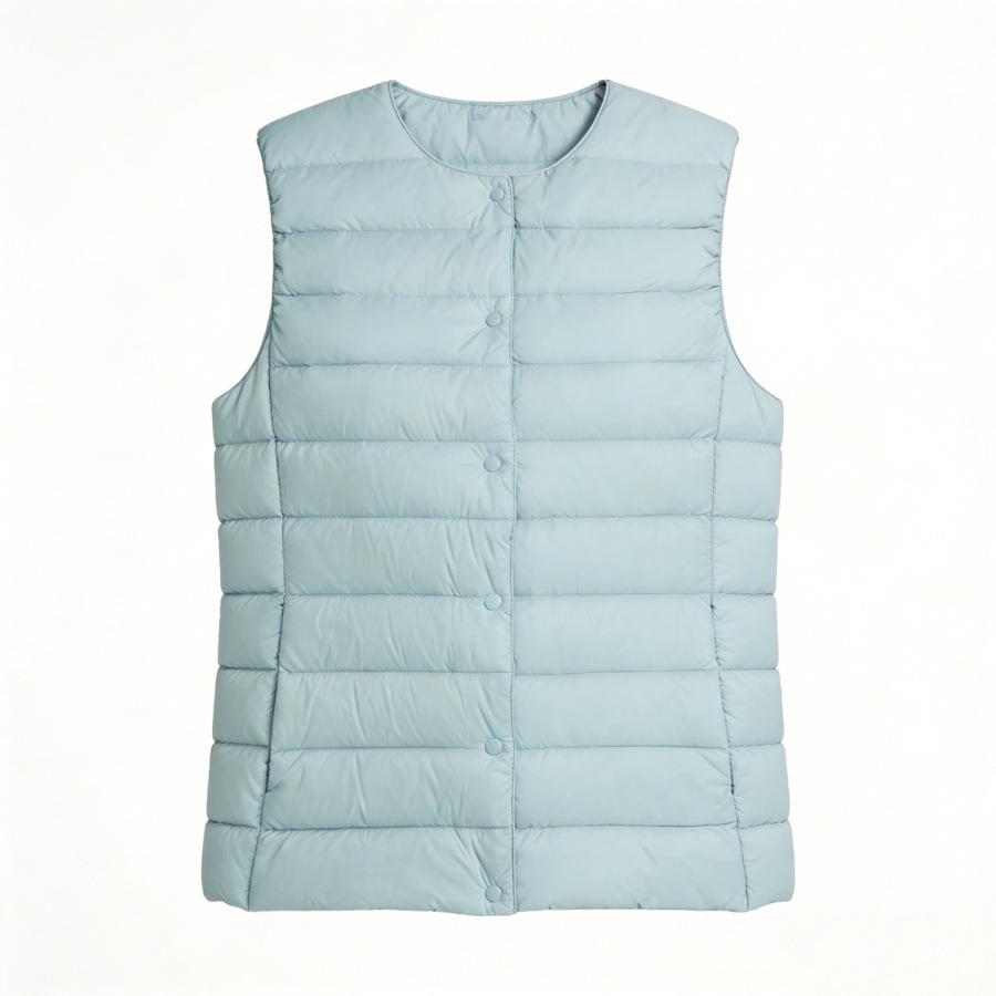 Autumn and winter women's round neck down liner vest V-neck light down jacket thermal jacket vest