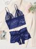 Blue Transparent Lace Bra And Panties Sets Women Semi-Transparent Temptation Exotic Sexy Lingerie Ladies Erotic Underwear Set